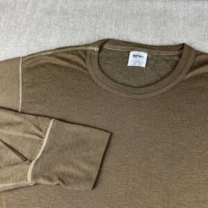 Duofold Thermal Base Layer Mens M Brown Merino Wool Blend Long Sleeve Crew Neck